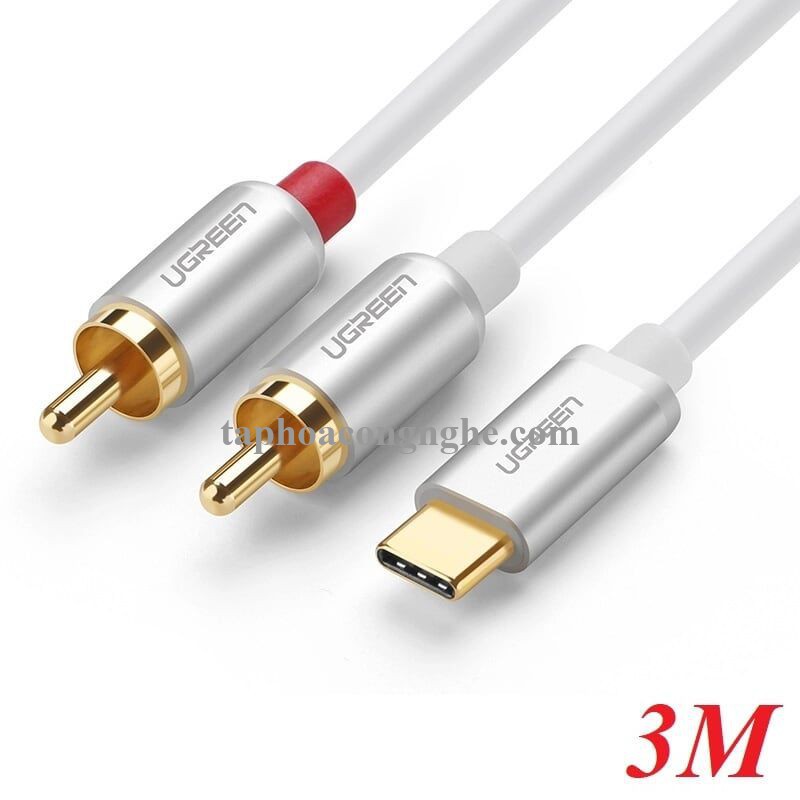 Ugreen 30737 3M màu trắng Dây chuyển đổi USB-C sang 2RCA có chipset AV145 30030737